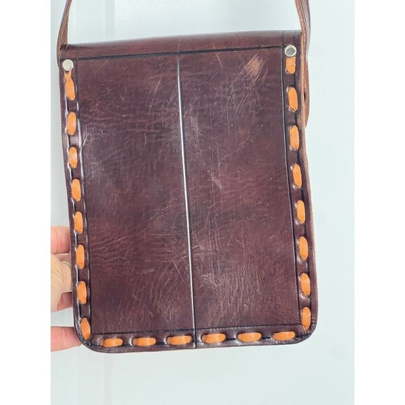 Vintage Handmade Hard Leather Mayan Purse - Picture 3 of 8